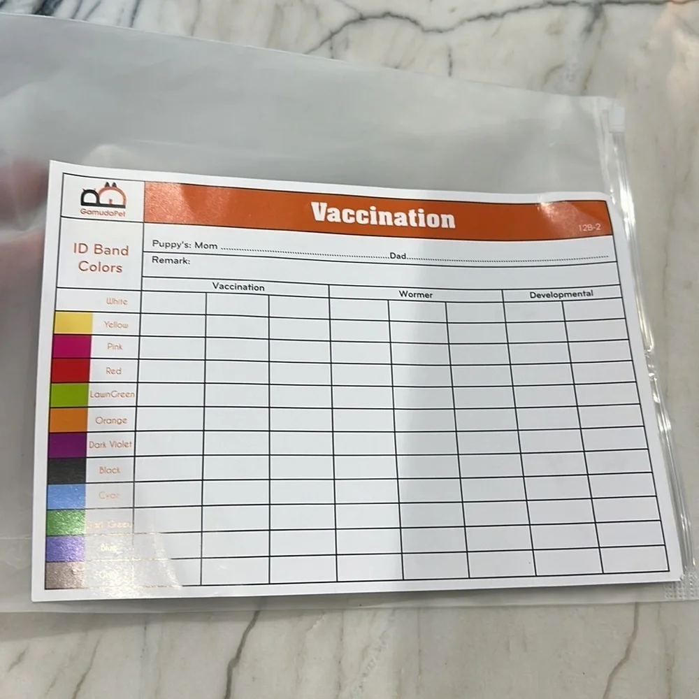 Puppy/dog collars and puppy vaccinations/weight tracking card